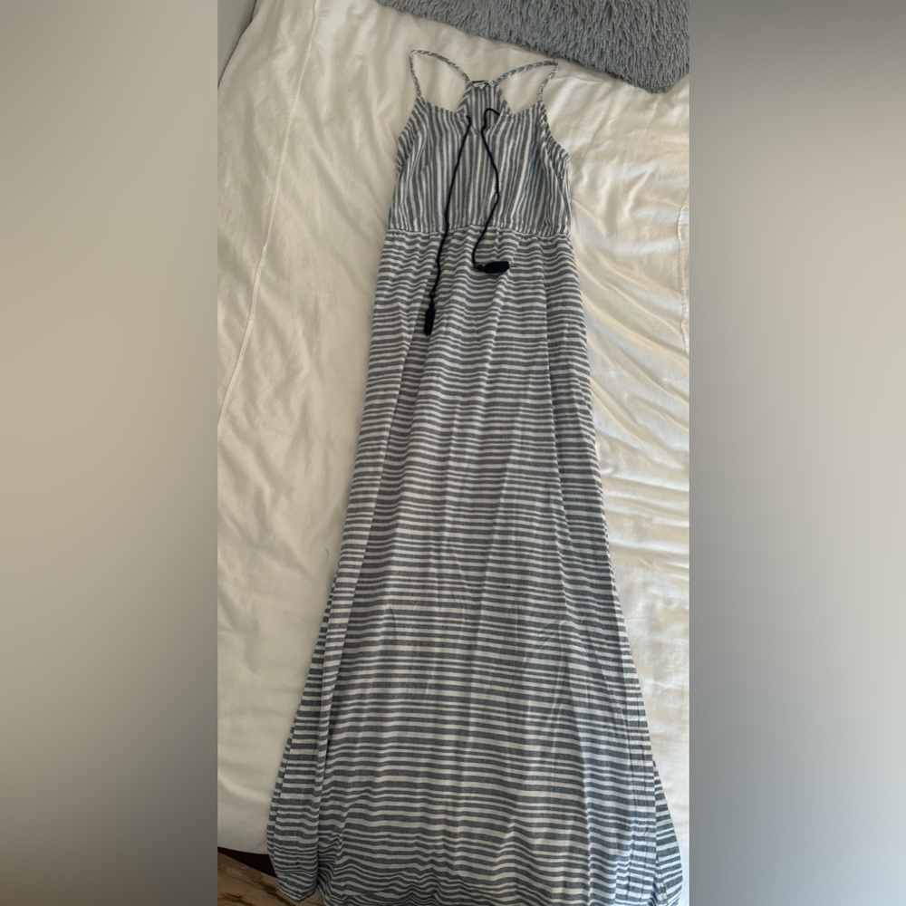 Fatface blue and white striped maxi